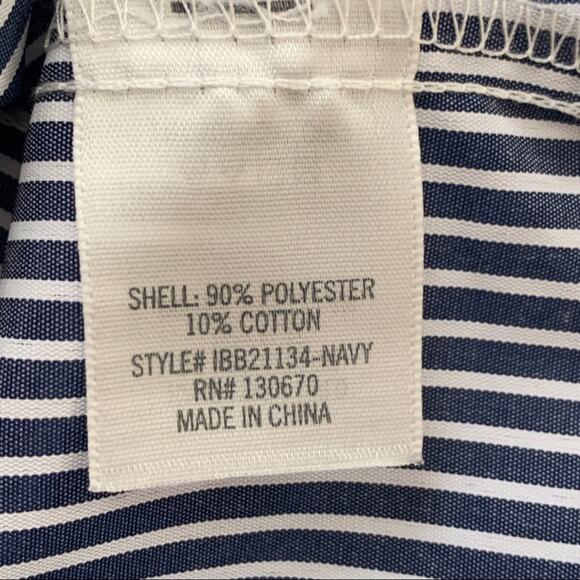 Blue Rain Blouse Top White Blue Striped Ruffled Sleeveless Embroidered XS - Picture 8 of 11